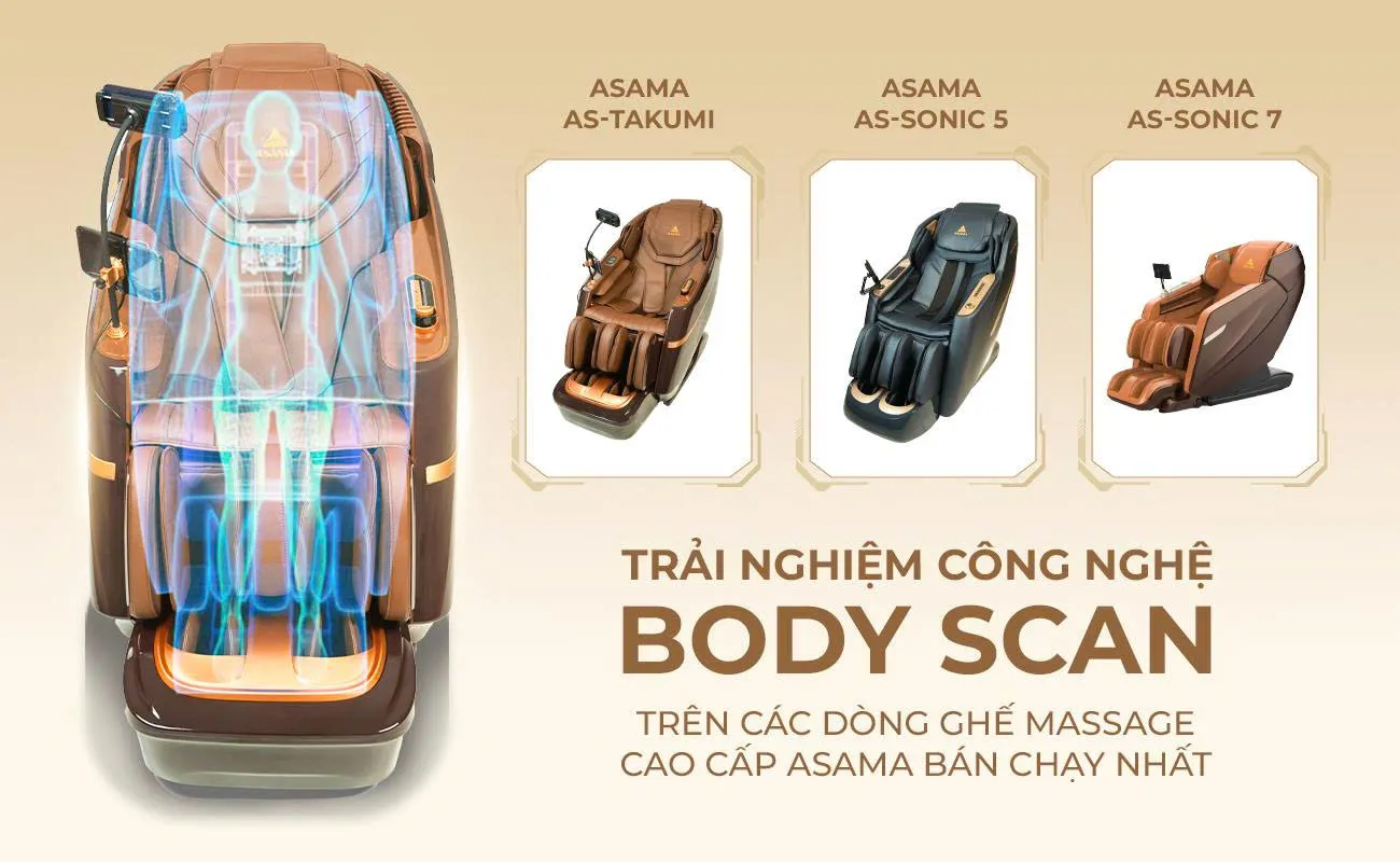 Trai Nghiem Cong Nghe Body Scan Tren Cac Dong Ghe Massage Cao Cap Asama Ban Chay Nhat
