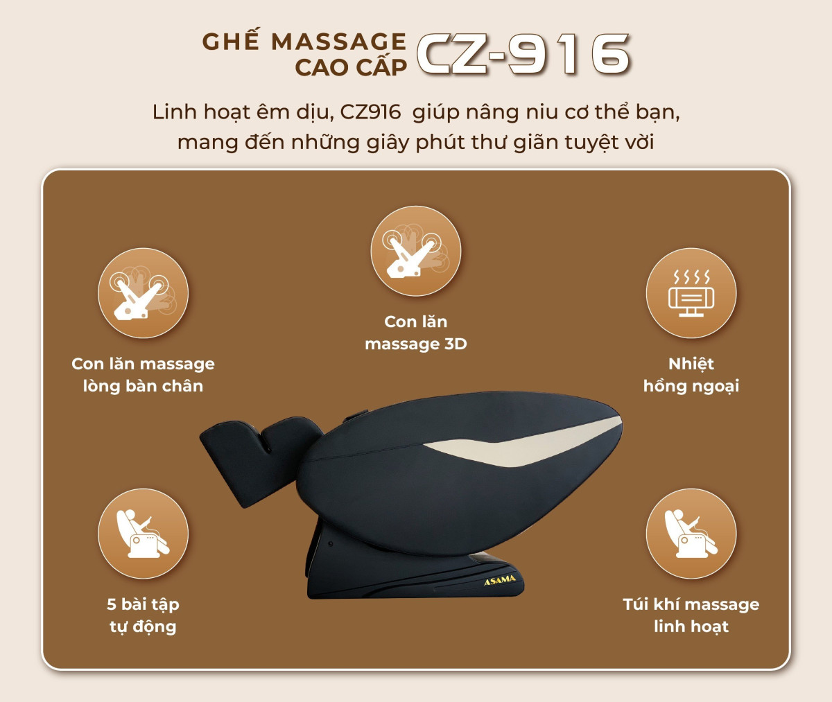 Ghế massage giá rẻ Asama CZ916 chính hãng